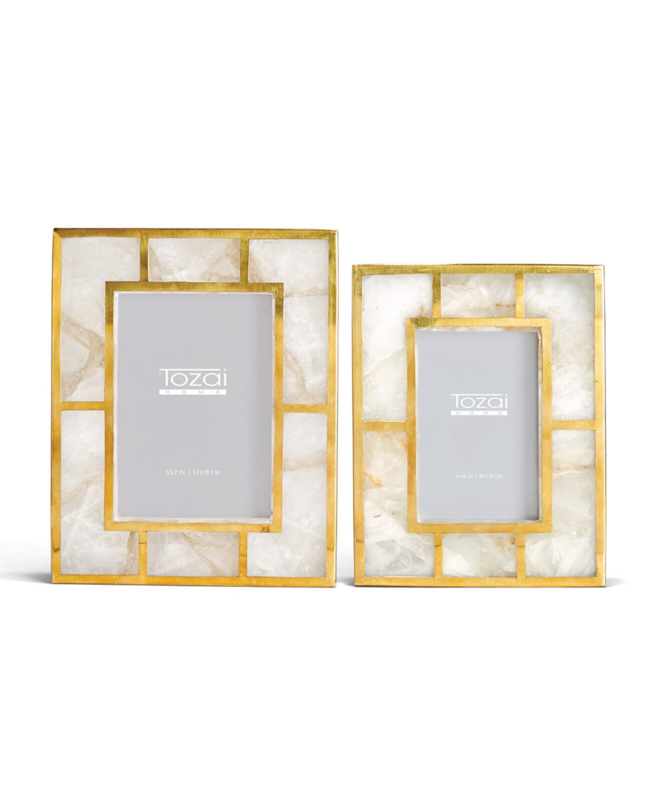Рамки для фотографий из белого кварца с латунной отделкой в подарочной коробке - набор из 2 шт. Two's Company