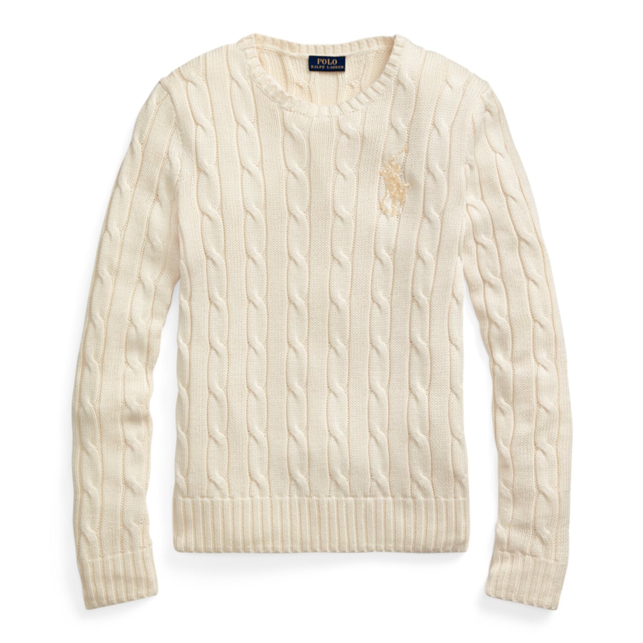 Вязаный свитер с вышивкой бисером и пони Ralph Lauren