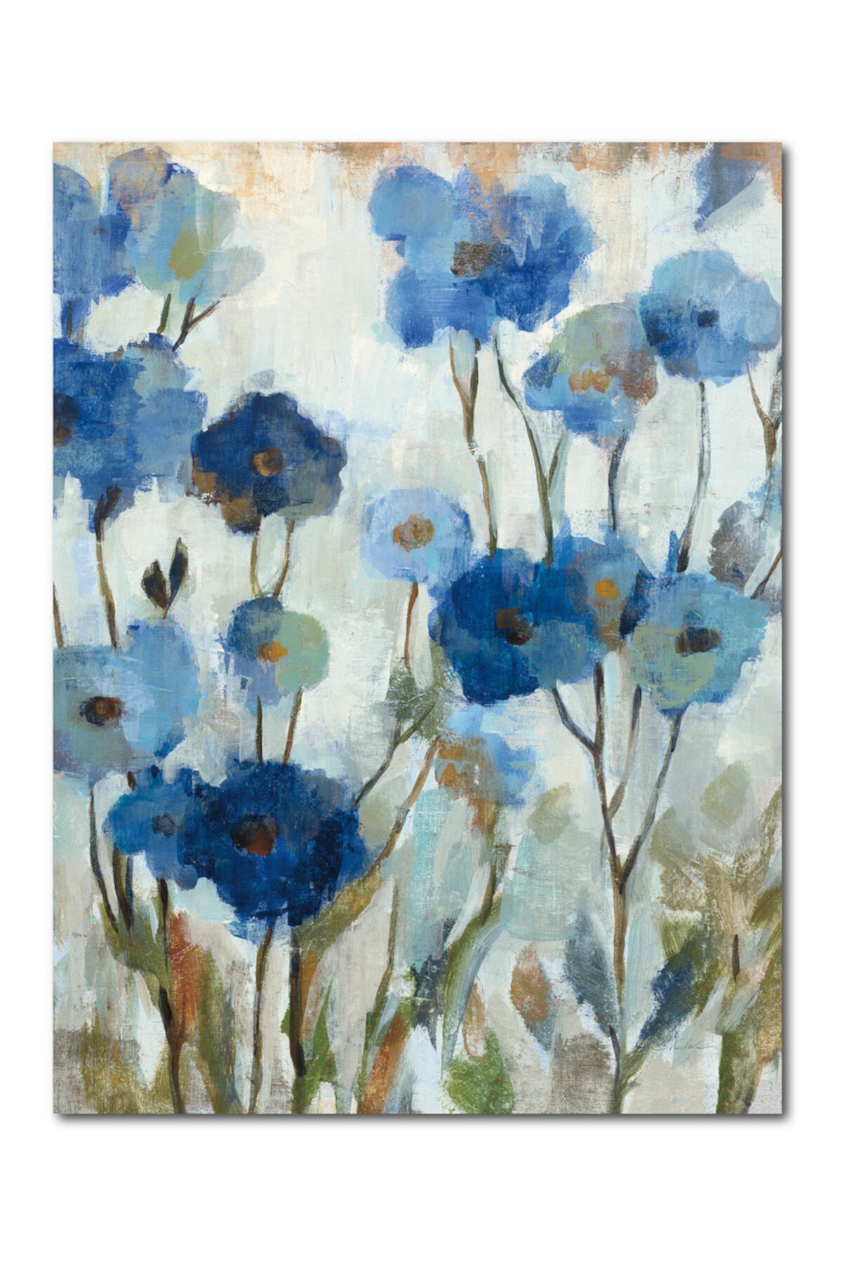 Абстрактные цветочные в синем цвете III Галерея обернутый холст стены искусства - 16 "x 20" Courtside Market
