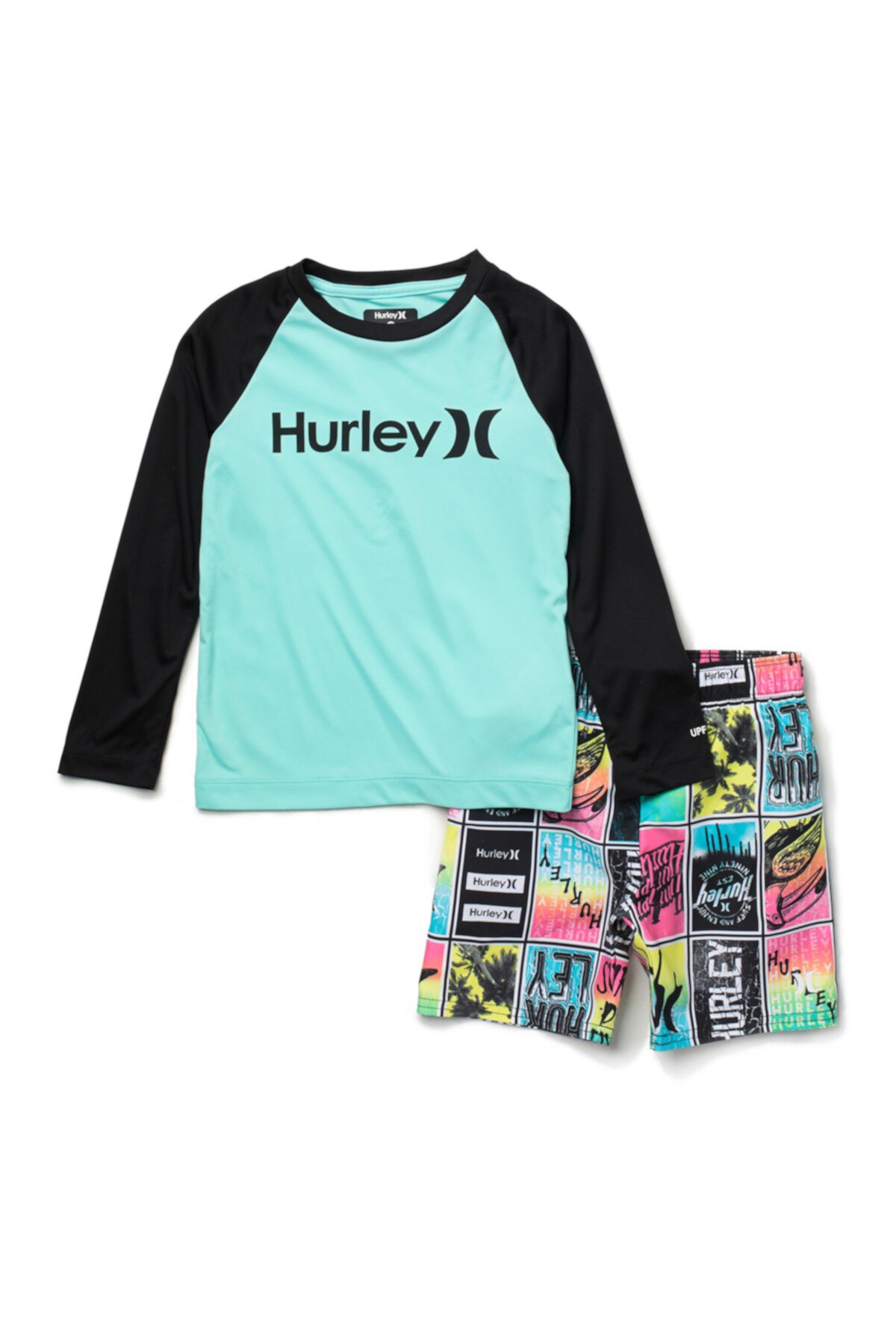 Raglan Sleeve Shirt & Swim Trunks Set (Toddler Boys) Hurley