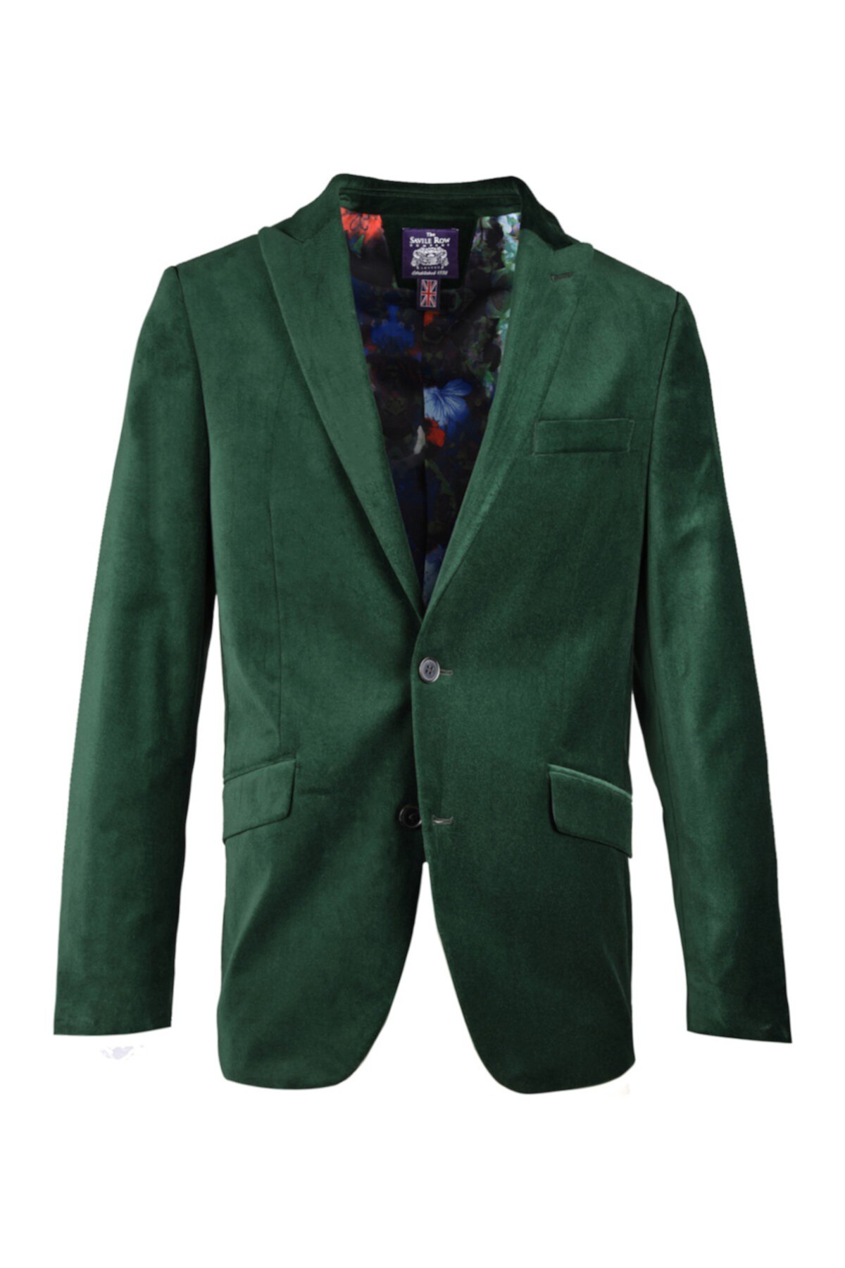 Изумрудно-зеленый бархатный пиджак с заостренными лацканами SAVILE ROW CO
