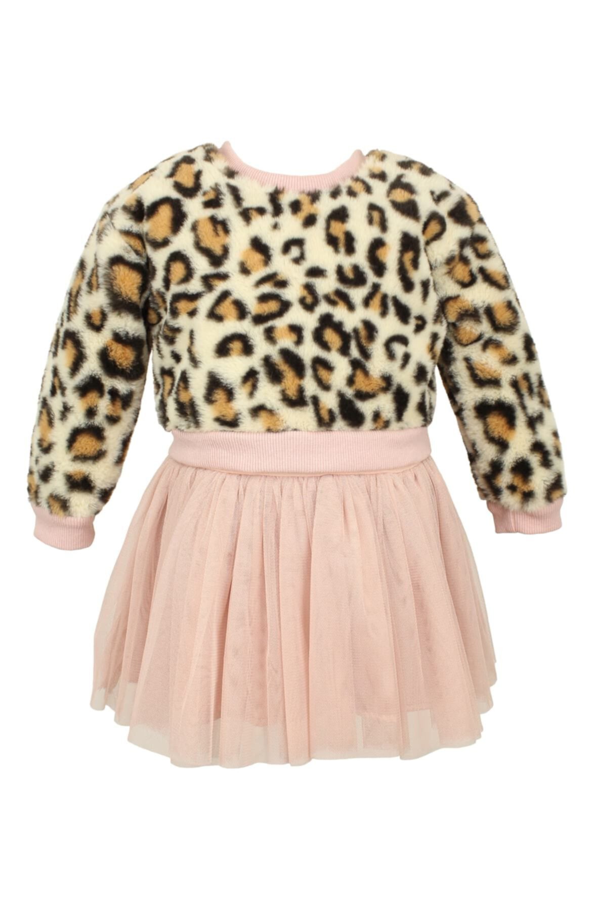 Комплект топа и юбки из искусственного меха с леопардовым принтом и тюля (для маленьких девочек) Popatu