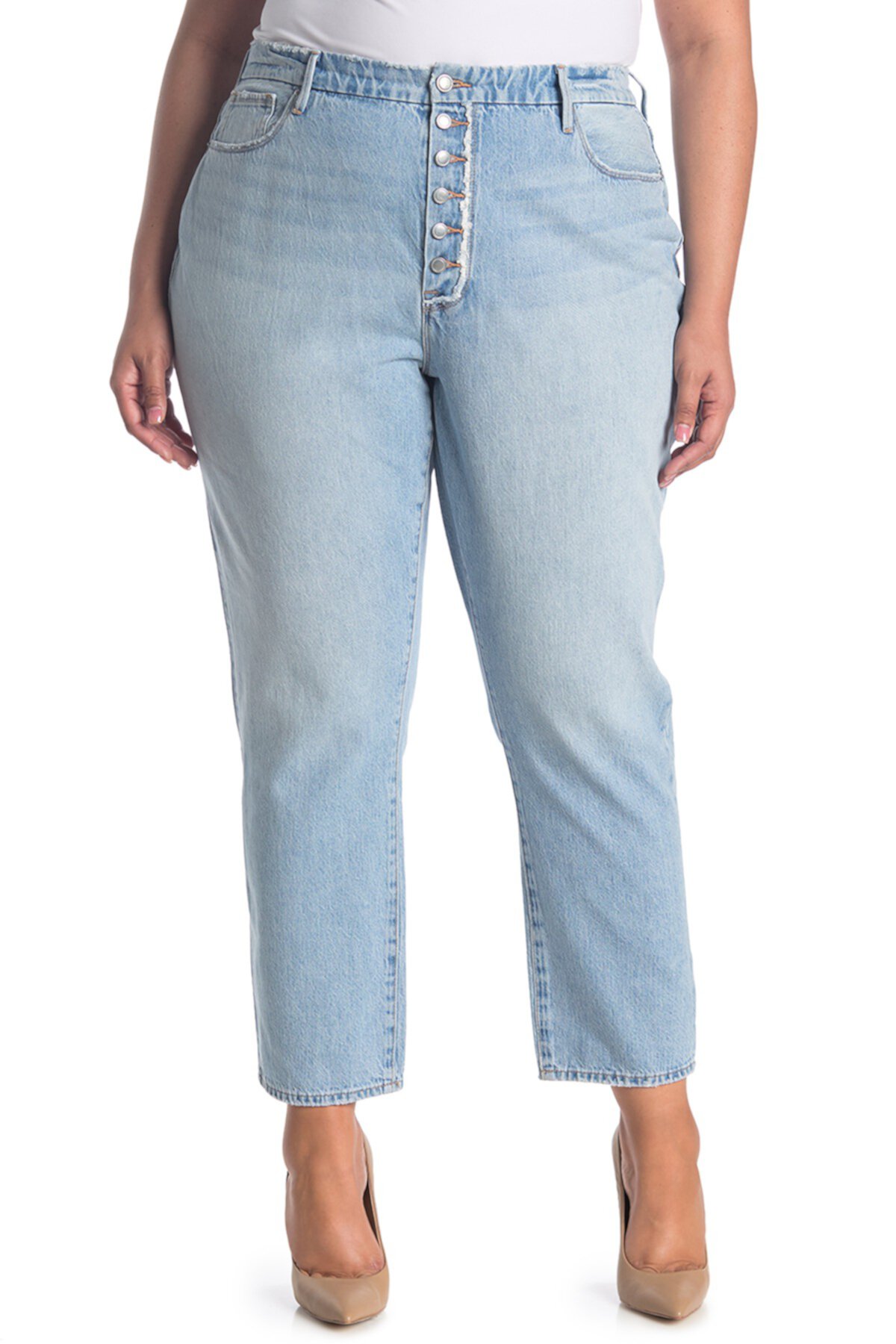 Винтажные укороченные джинсы скинни Good Legs на пуговицах спереди (стандартные и большие) Good American