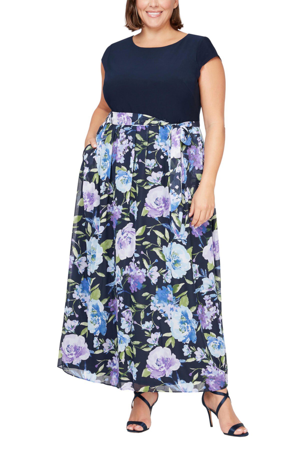 Макси-платье с цветочной юбкой (большие размеры) SLNY