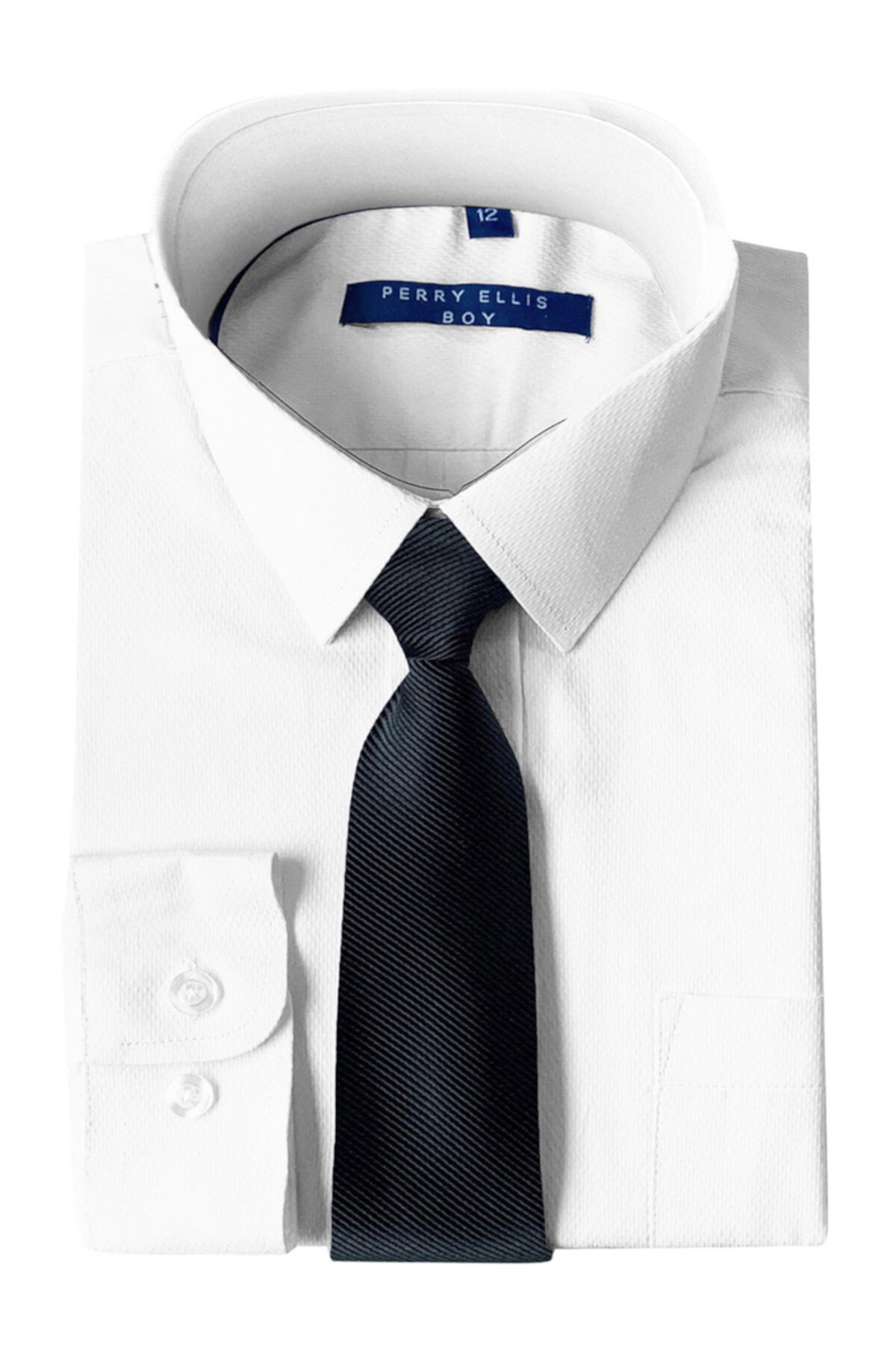 Однотонная классическая рубашка и диагональный галстук (для больших мальчиков) Perry Ellis