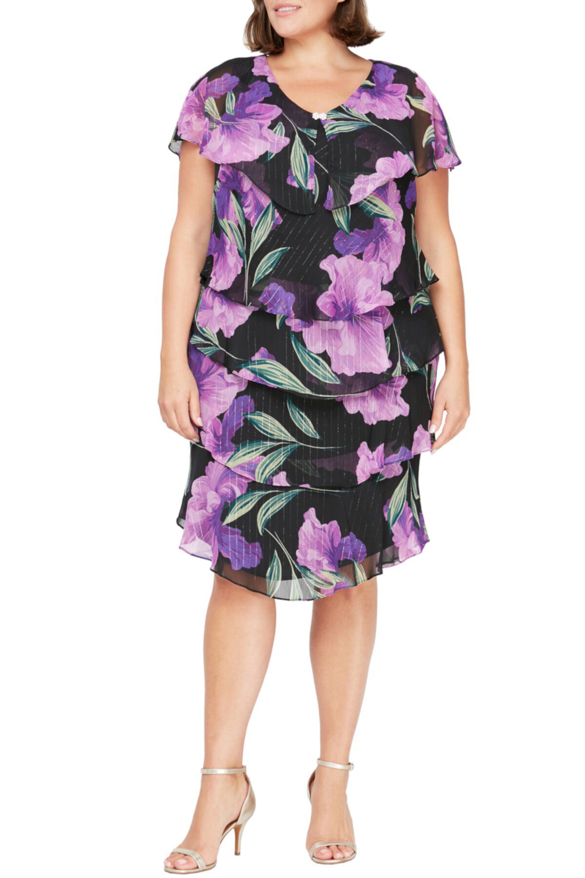 Многослойное платье с цветочным рисунком (большие размеры) SLNY