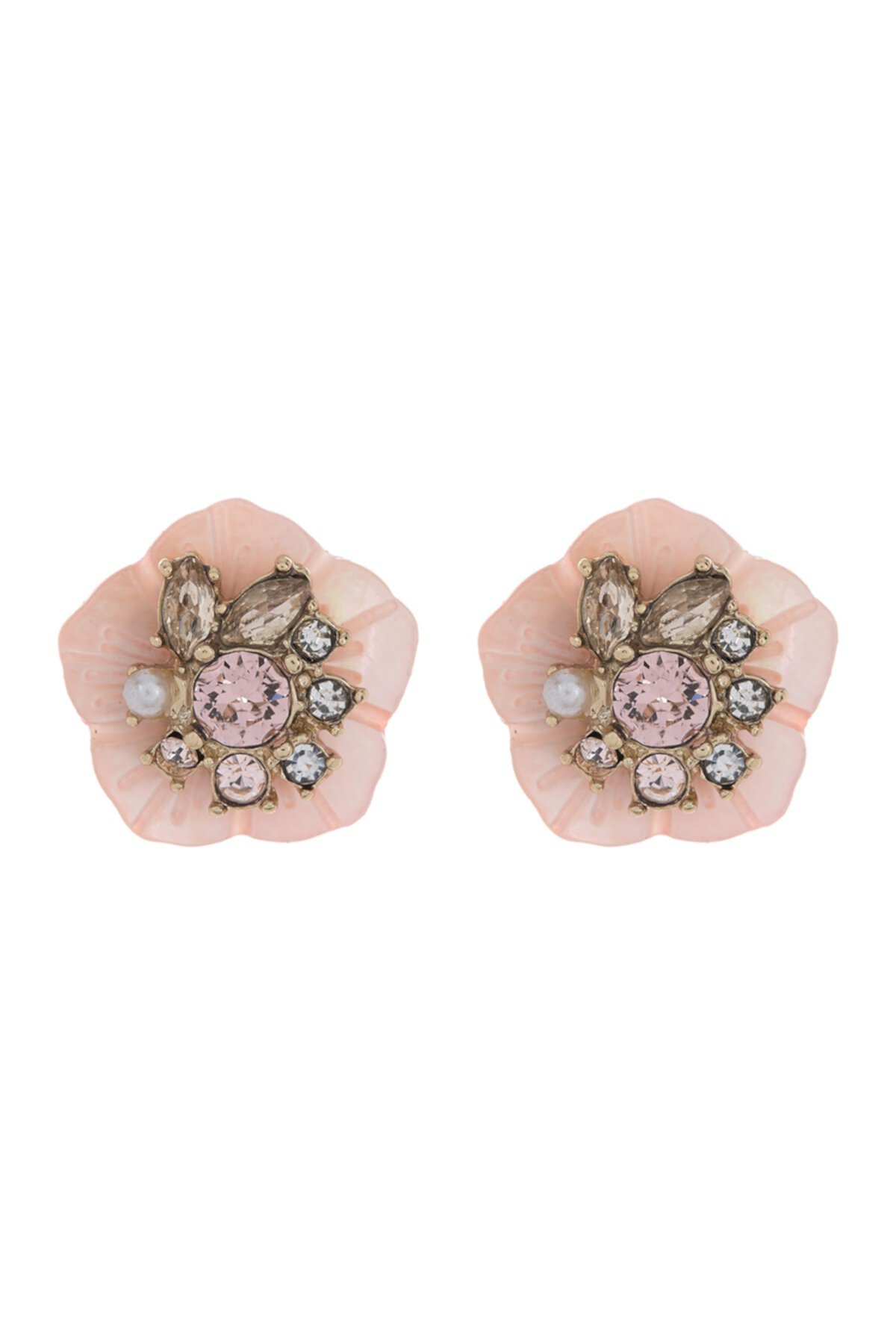 Crystal Cluster Imitation Pearl Flower Stud Earrings Marchesa