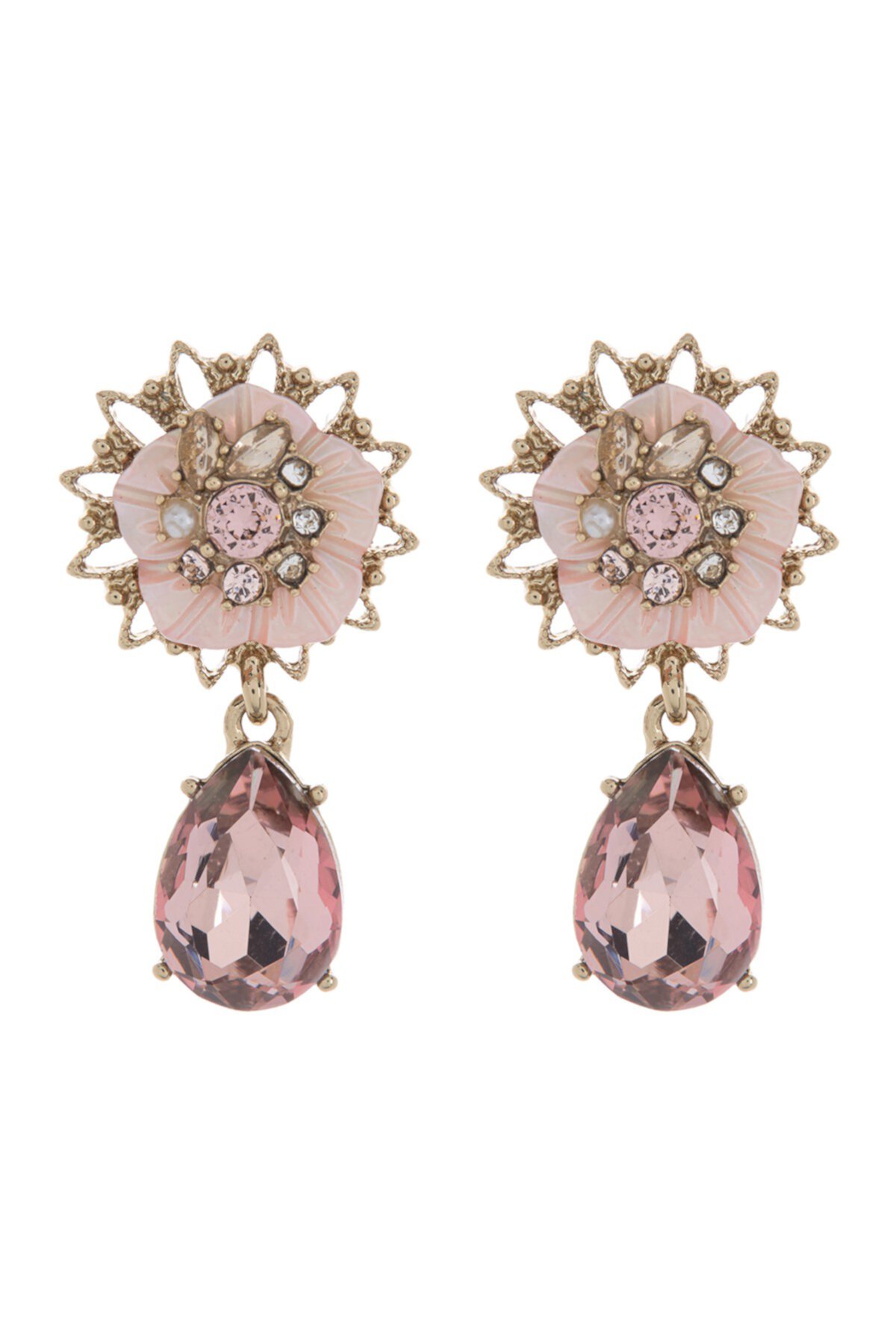 Серьги-капли с цветочным искусственным жемчугом и кристаллами Marchesa