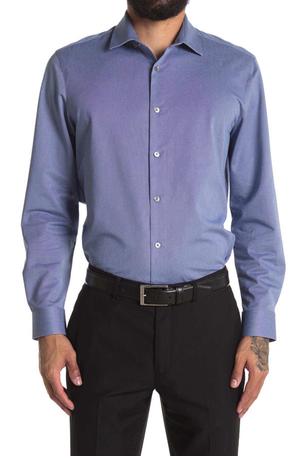 Узкая стрейч-рубашка без железа с длинным рукавом Calvin Klein