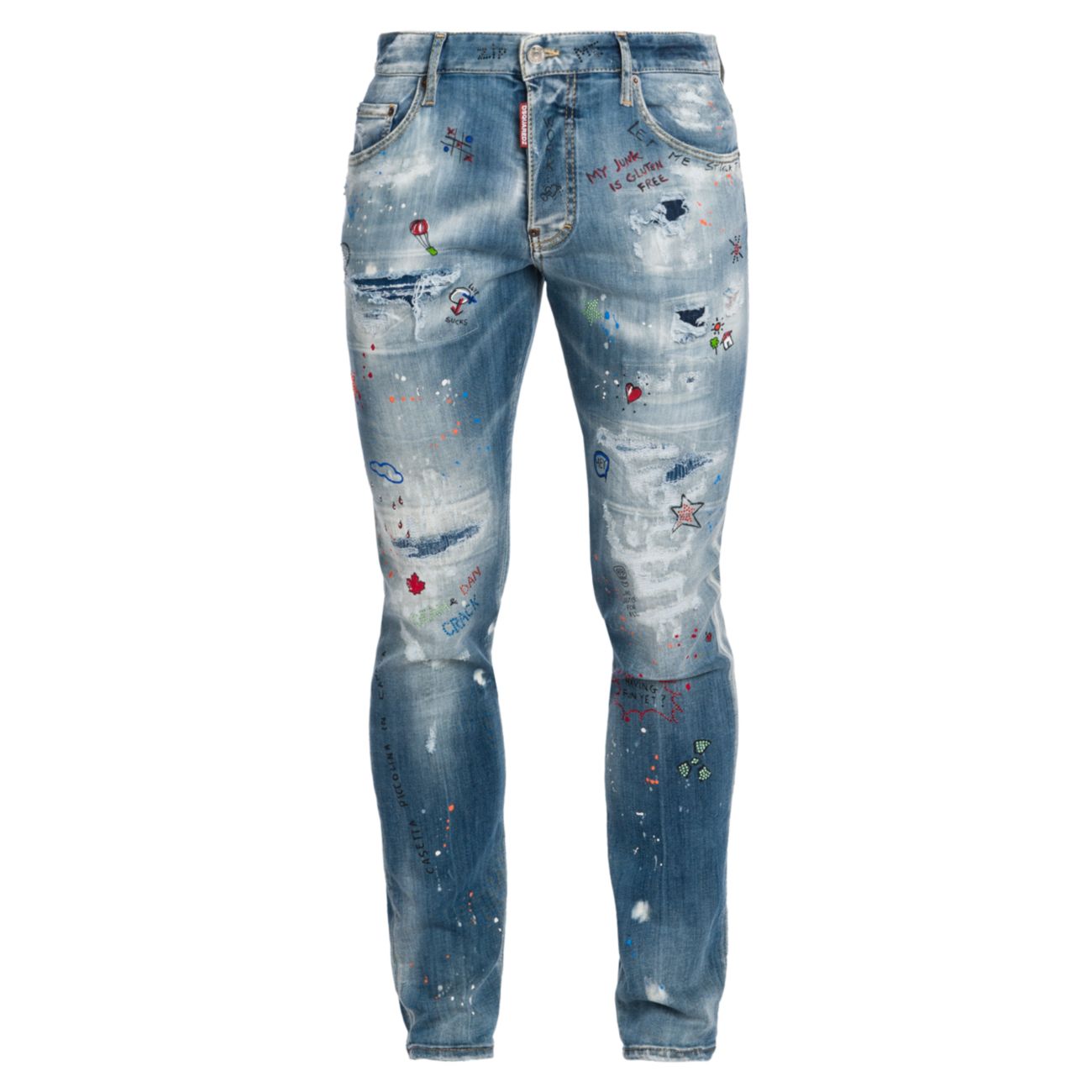 Рваные джинсы скинни слим с эффектом потертости DSQUARED2