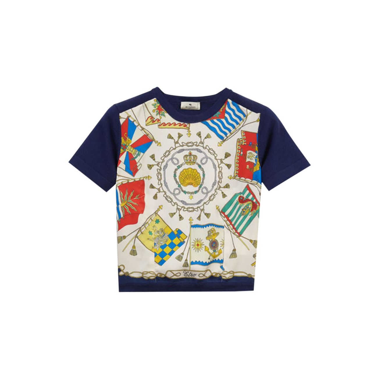 Шерсть с принтом флага Stromboli Parade & amp; Шелковая футболка Etro