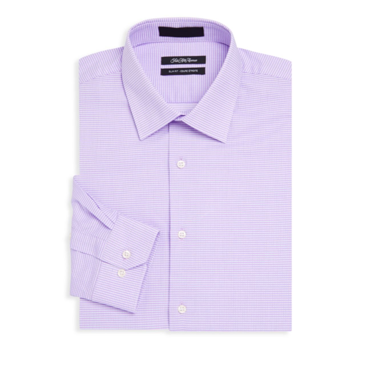 Хлопковая классическая рубашка узкого кроя с двусторонней полоской Saks Fifth Avenue