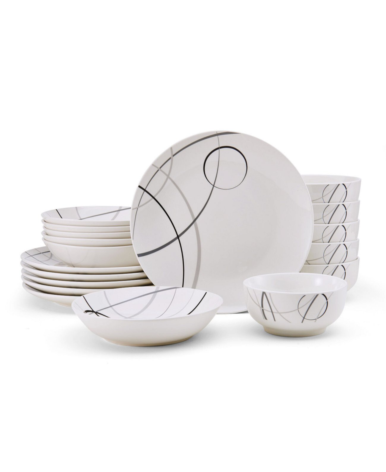 Набор столовой посуды Circles, 18 предметов, сервиз на 6 персон Studio Nova