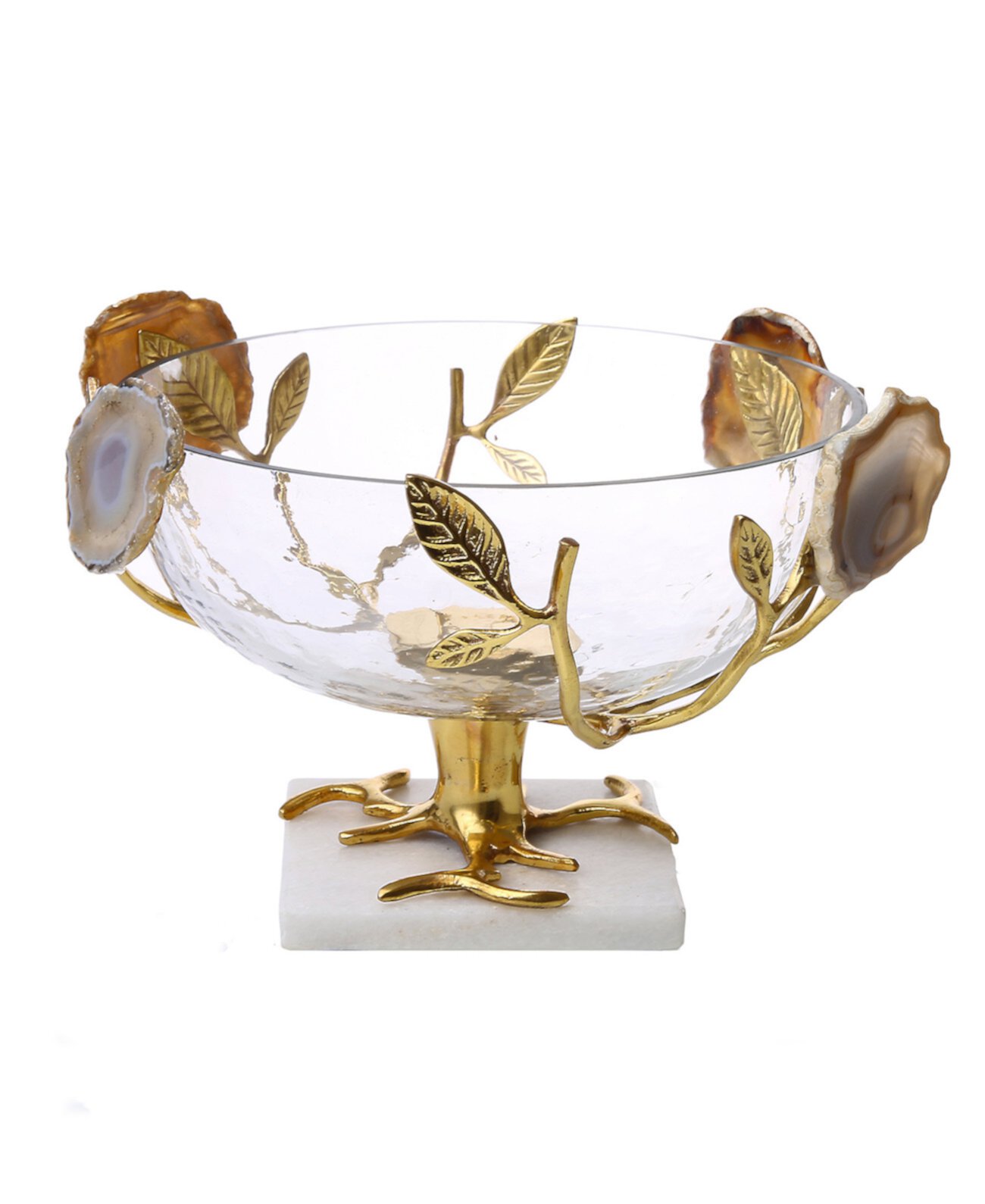 Стеклянная чаша с изображением листа и агатового камня Classic Touch