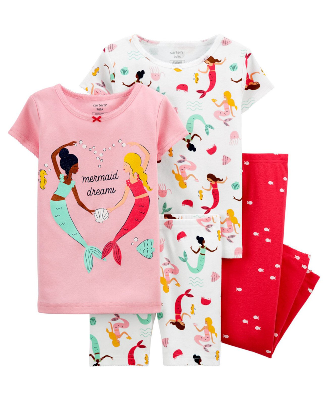 Пижамный комплект из 4 предметов с русалочкой для маленьких девочек Carter's