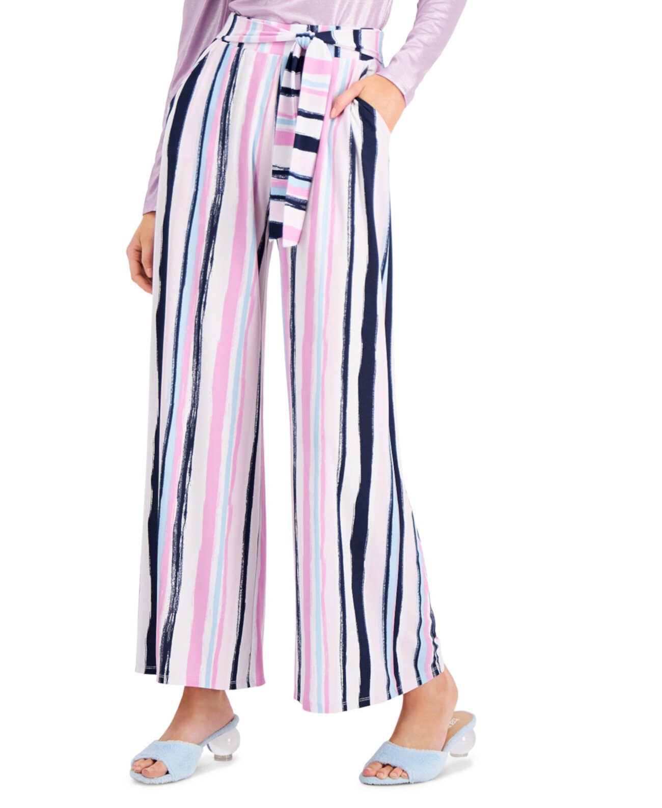 Striped Knit Wide-Leg Pants, Created for Macy's Bar III