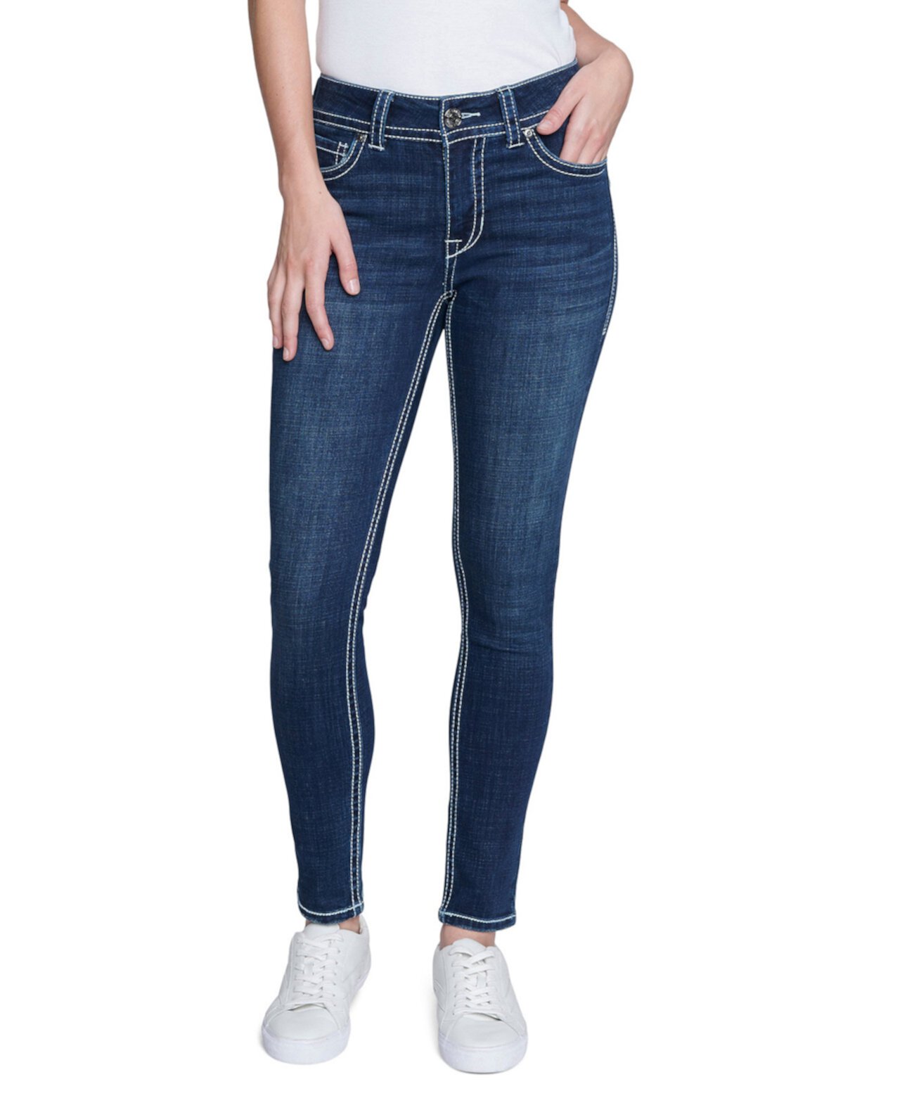 Женские джинсы скинни с контрастной строчкой и клапаном на спине Seven7