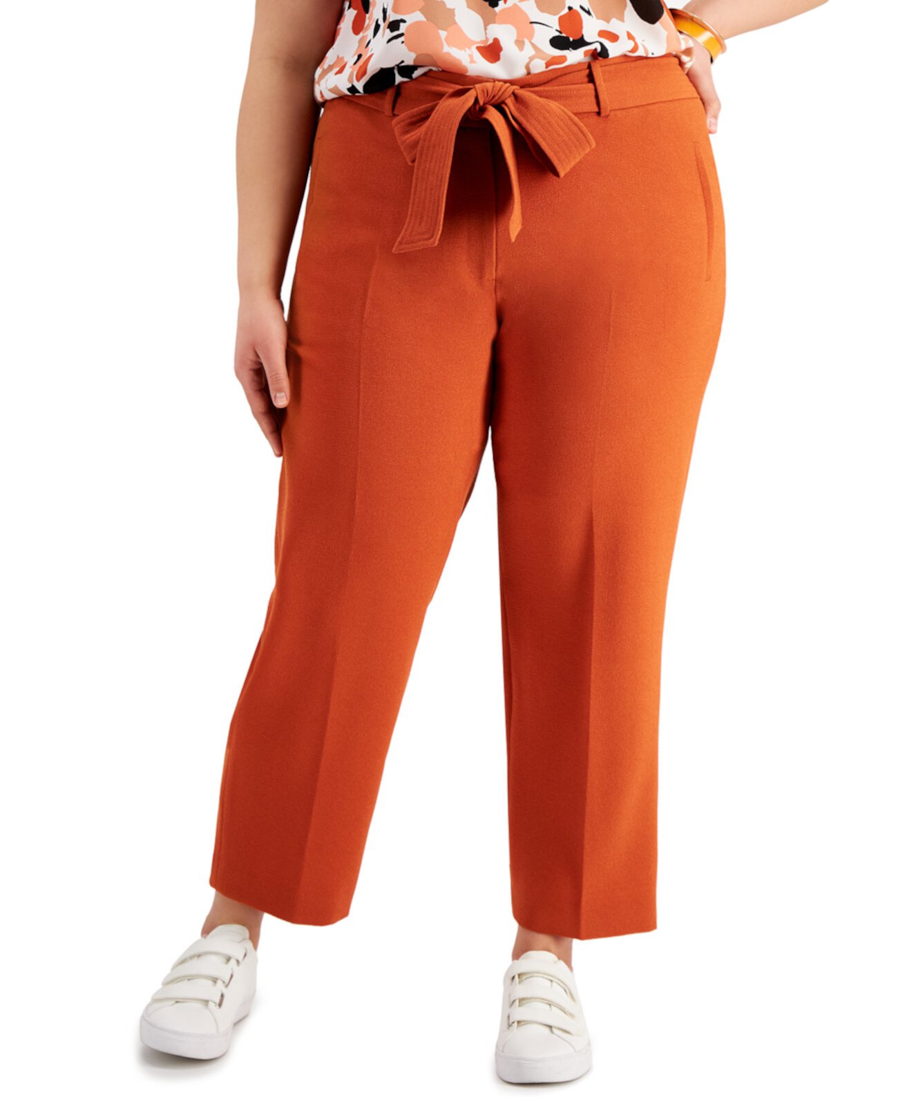 Модные прямые брюки больших размеров с поясом, созданные для Macy's Bar III