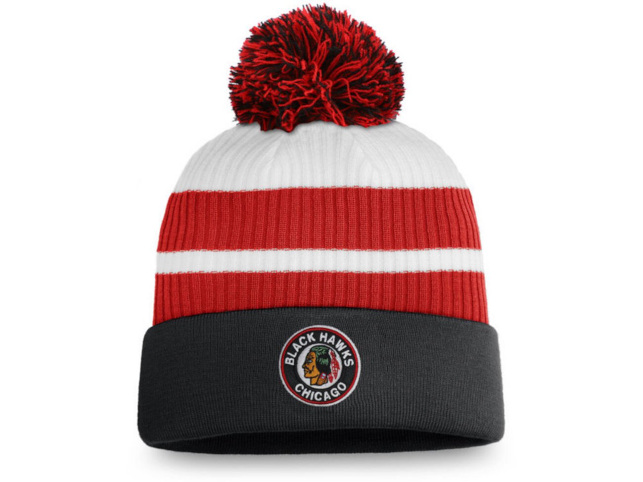 Вязаная шапка с помпоном особого выпуска Chicago Blackhawks Authentic NHL Headwear