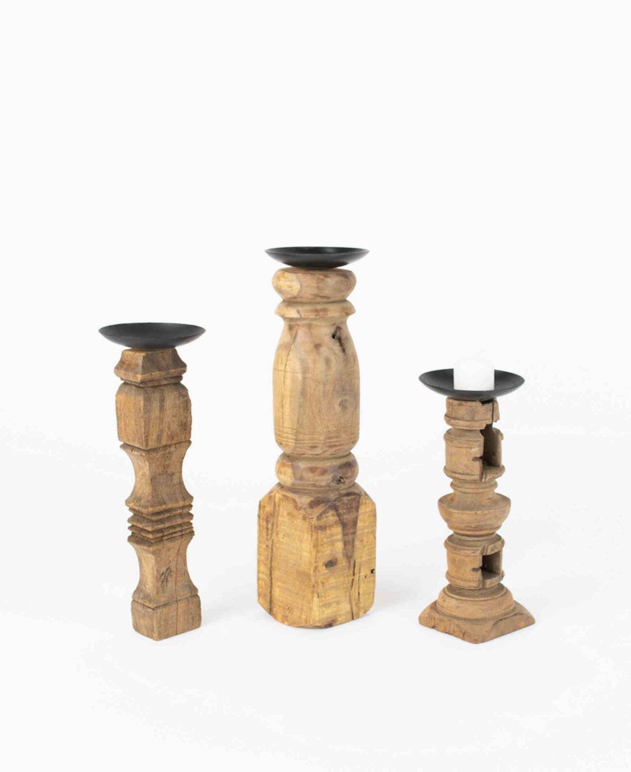 Восстановленные деревянные подставки для свечей на ножках для мебели, набор из 3 шт. KALALOU