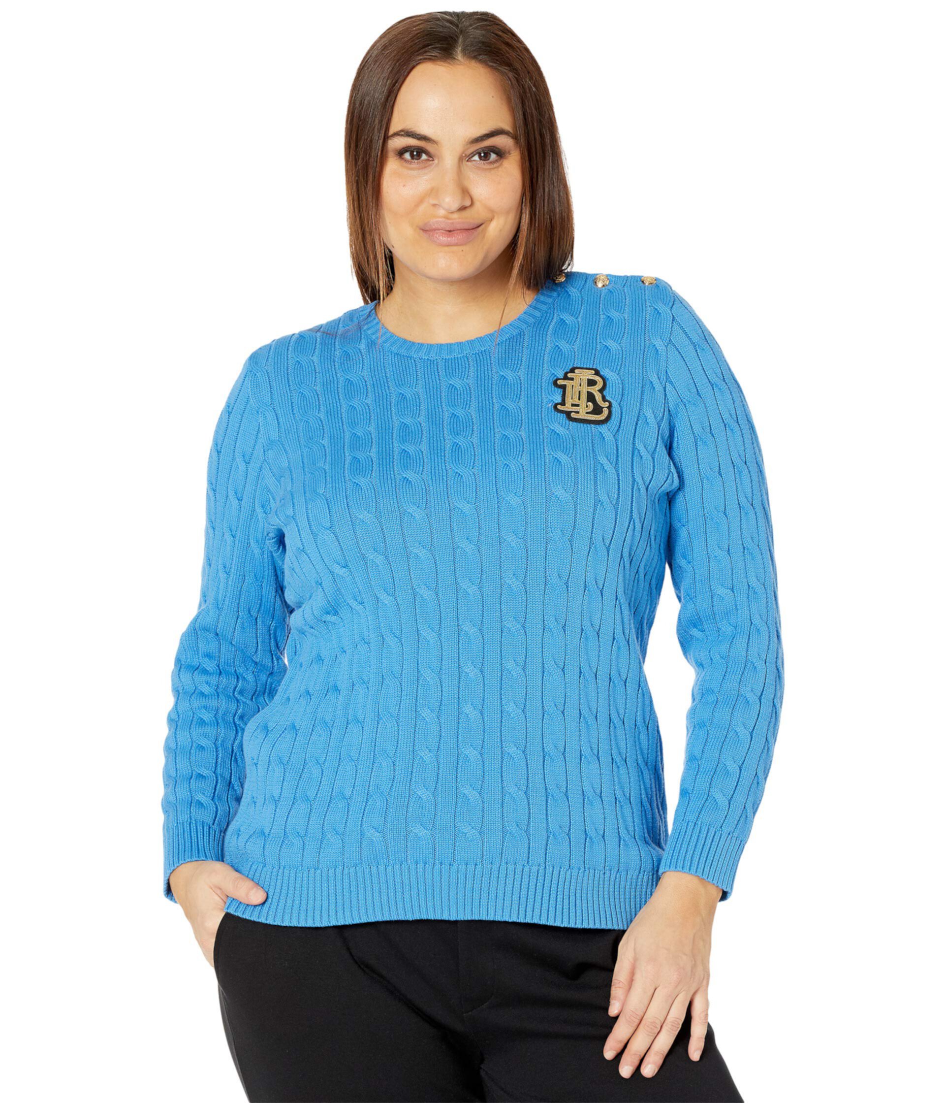 Вязаный свитер больших размеров с отделкой на пуговицах Ralph Lauren