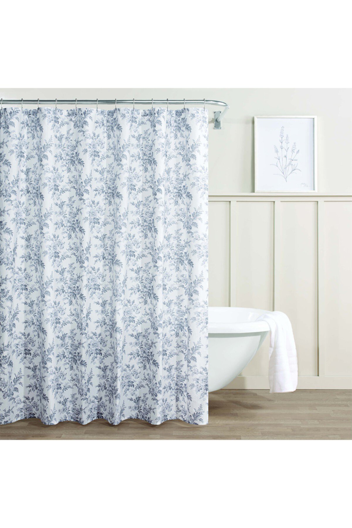 Annalise Floral Medium Grey 72" X 72" Shower Curtain Laura Ashley