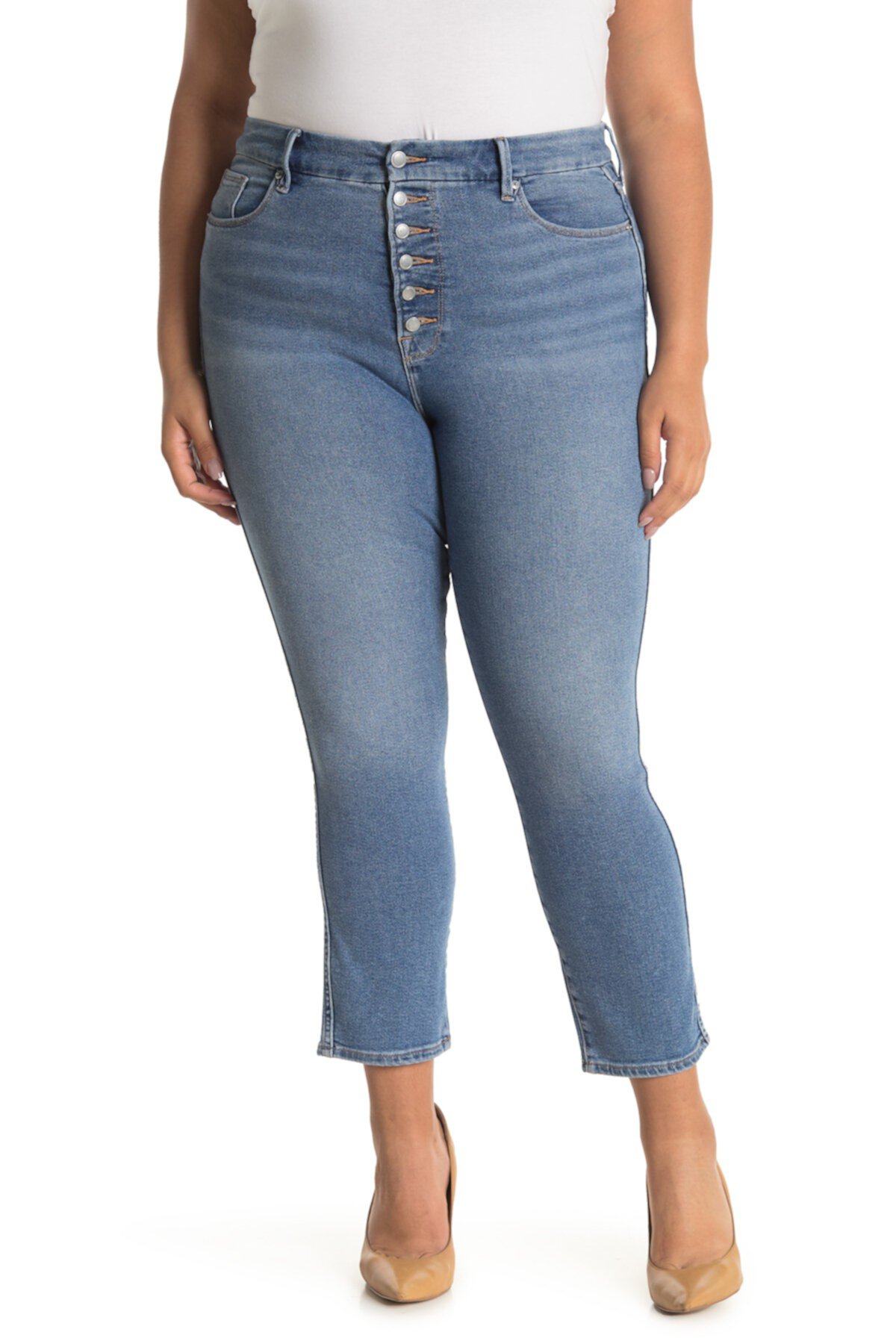 Укороченные джинсы до щиколотки с открытыми пуговицами Good Curve (стандартные и большие размеры) Good American