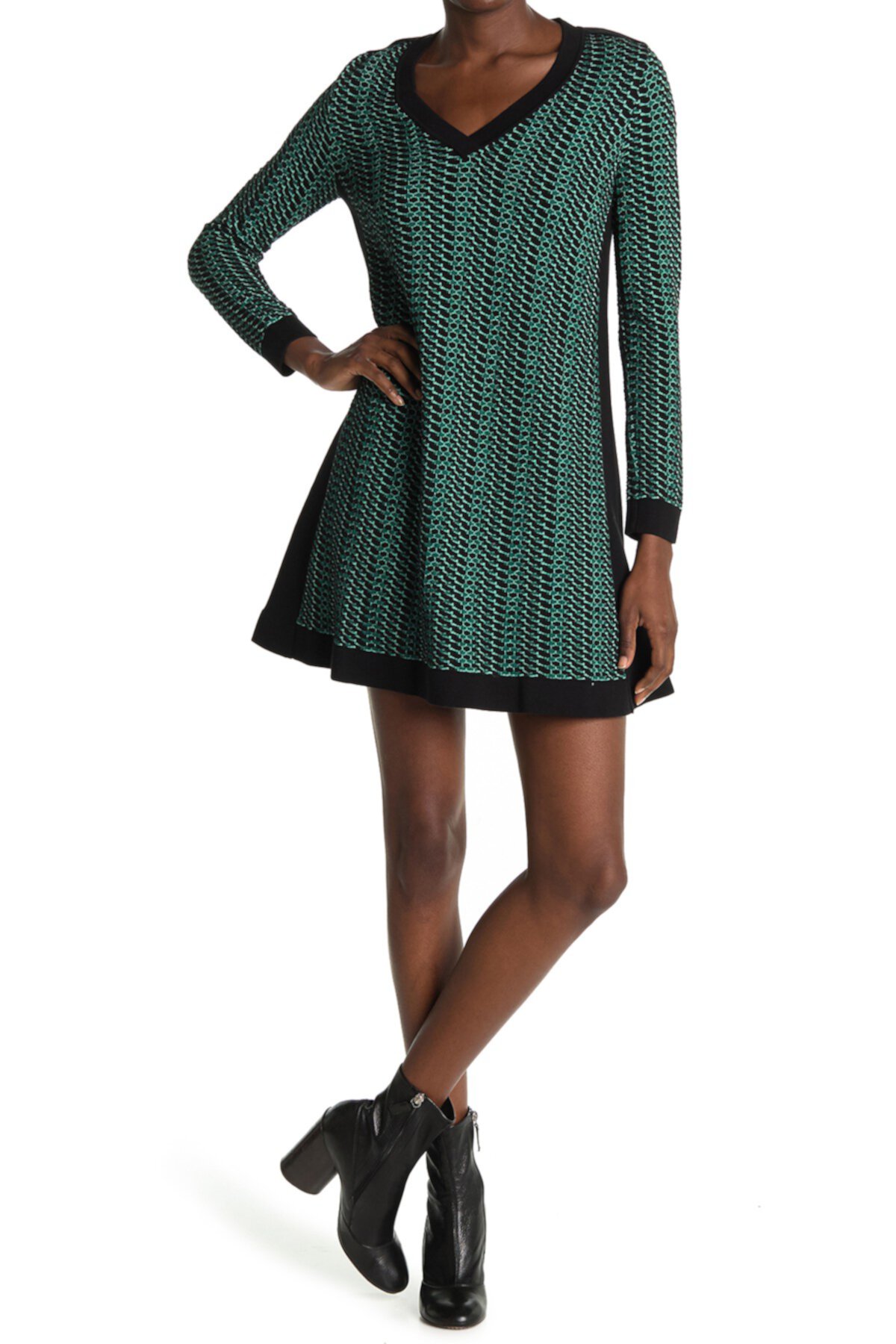 Платье-свитер с V-образным вырезом и длинными рукавами Missoni