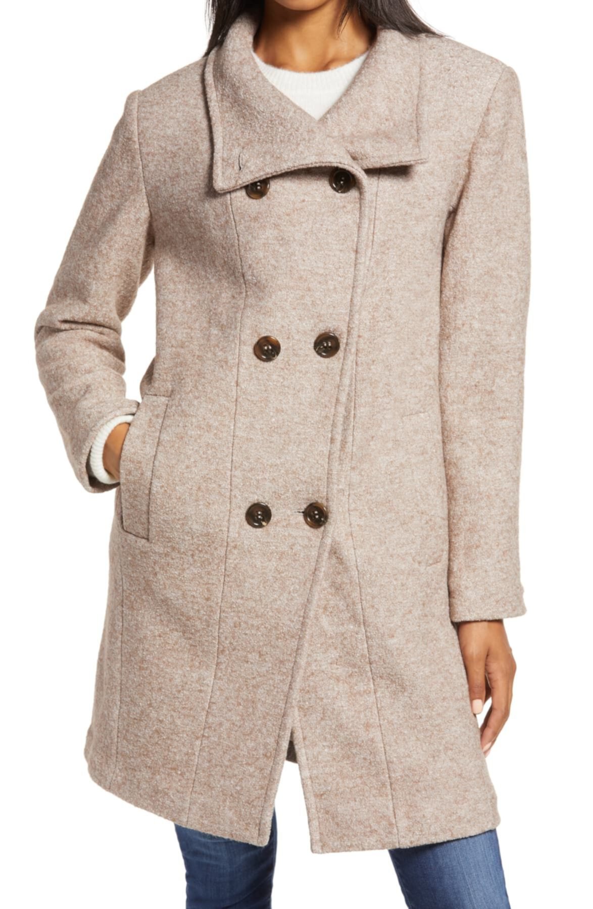 Двубортное пальто из смесовой шерсти Ellen Tracy
