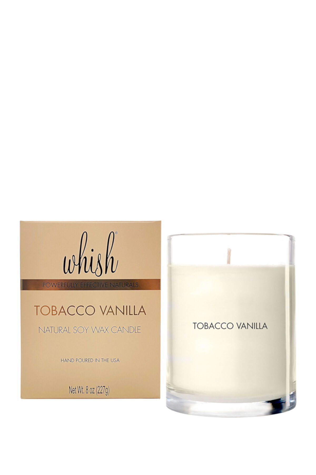 Natural Soy Wax Candle, Tobacco Vanilla, 8oz  Whish