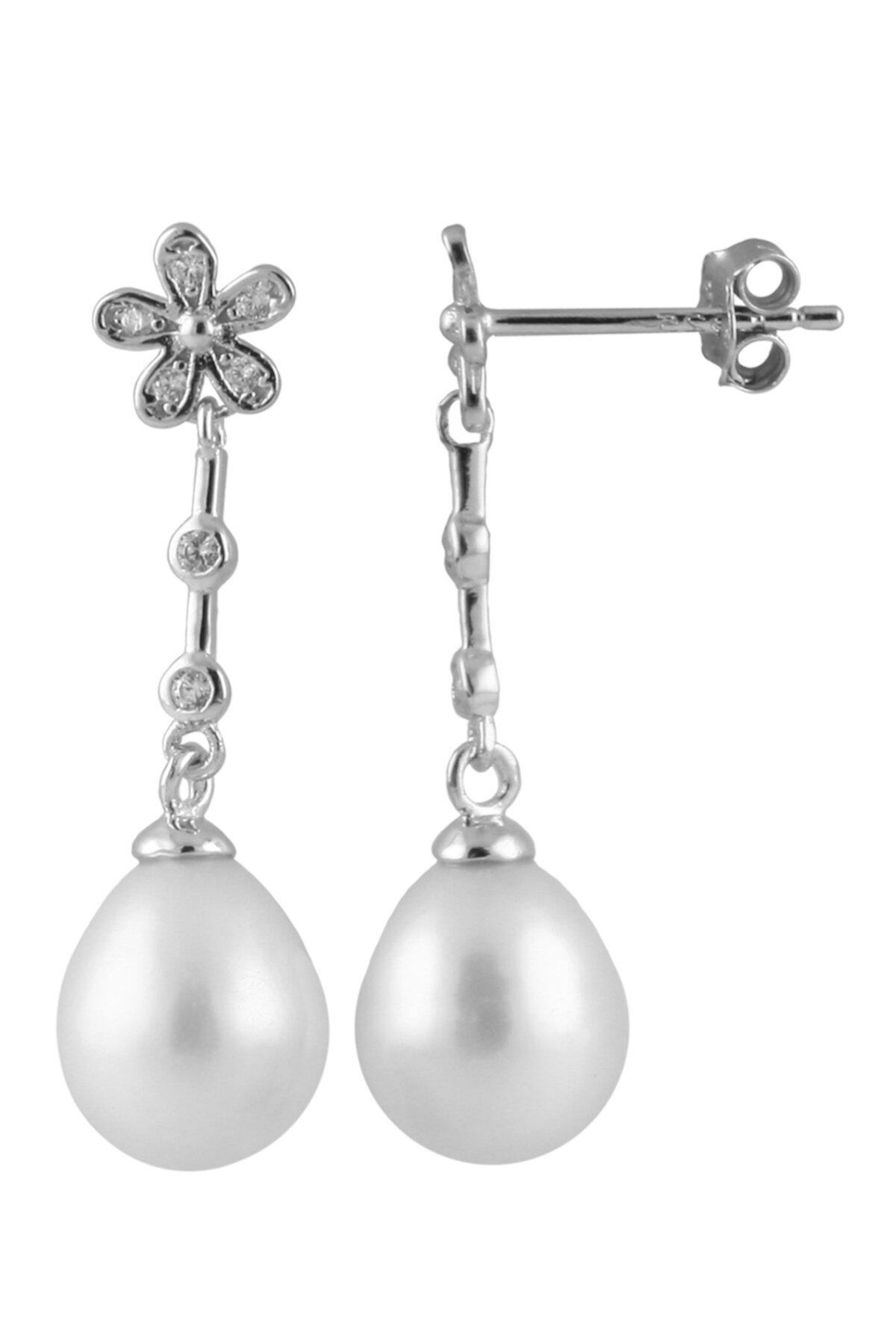 Серьги-капли из стерлингового серебра с белым жемчугом Splendid Pearls