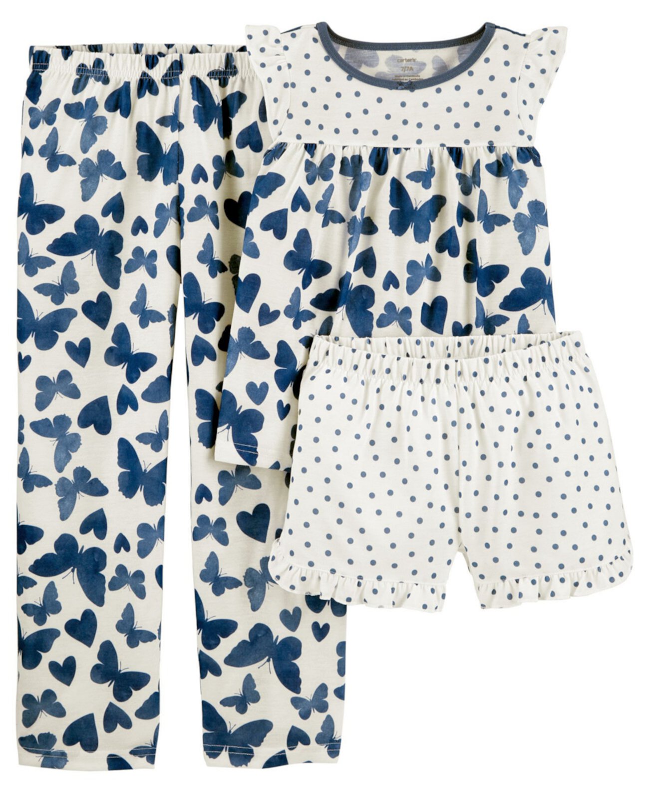 Big Girls 3 Piece Butterfly Loose Fit Pajama Set Carter's