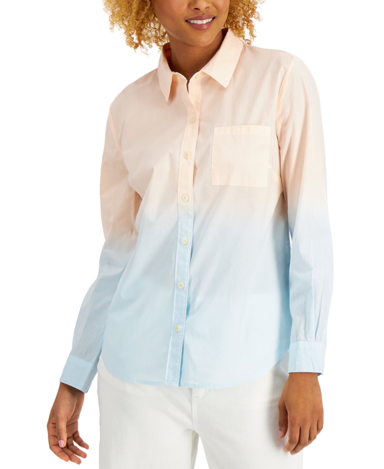 Рубашка на пуговицах с хлопковым принтом, создана для Macy's Style & Co