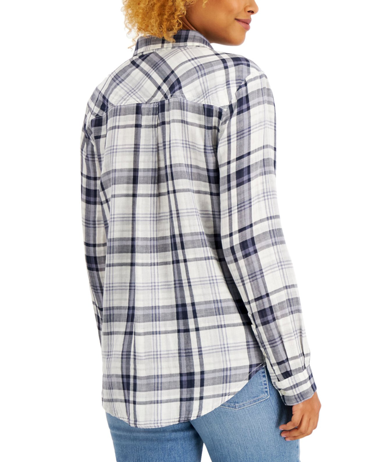 Рубашка на пуговицах в хлопковую клетку, созданная для Macy's Style & Co