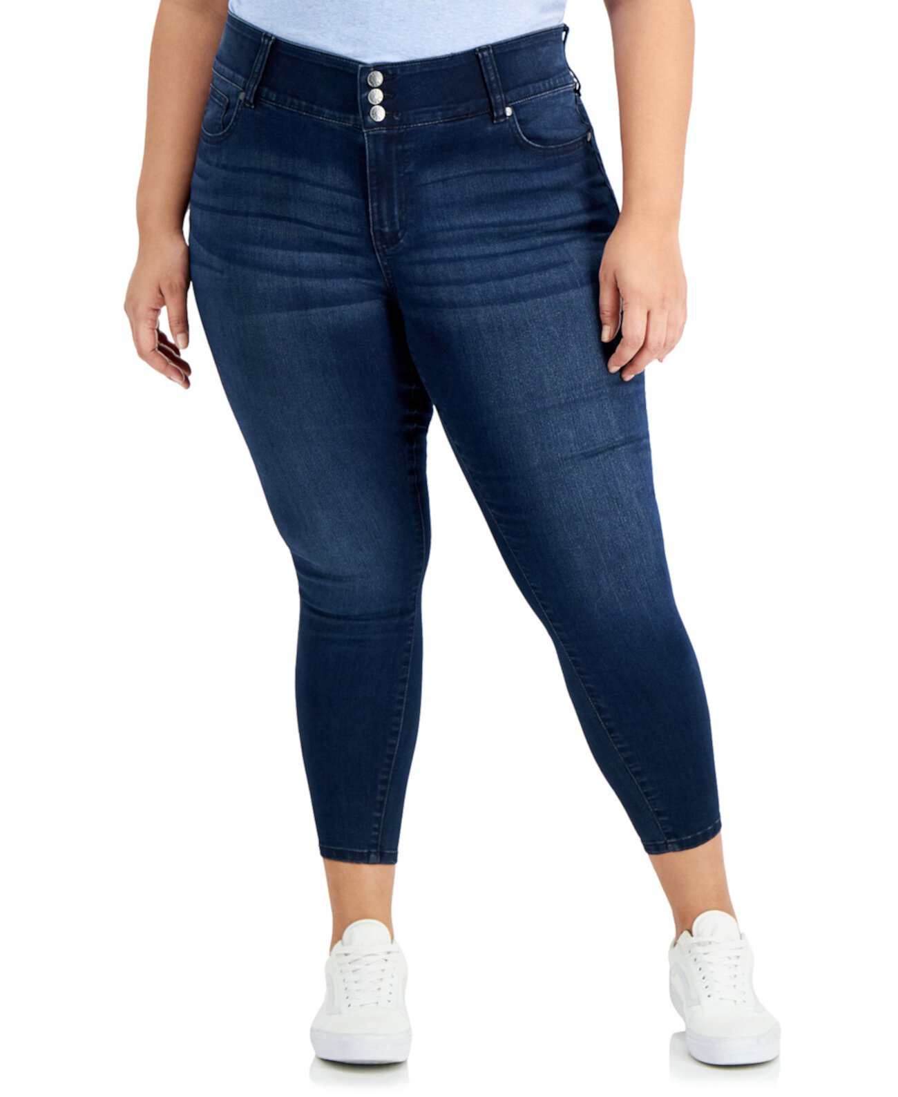 Модные джинсы скинни до щиколотки с тремя пуговицами больших размеров Celebrity Pink