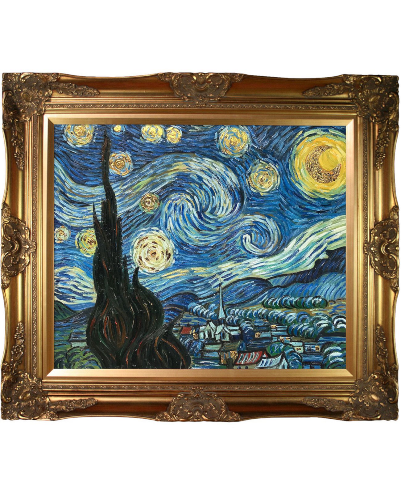 автор Overstockart "Звездная ночь" Винсента Ван Гога с викторианской рамкой Картина маслом Настенная живопись, 32 "x 28" La Pastiche