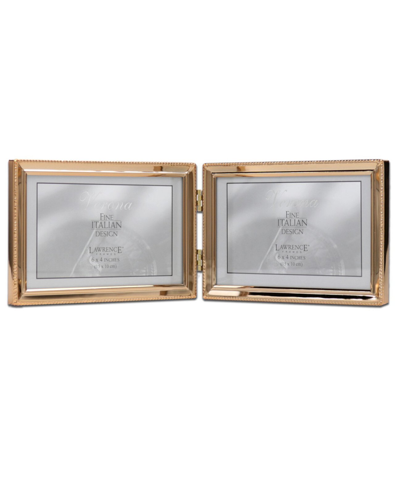 Шарнирная двойная рамка для фото из полированного металла - дизайн с бусинами, 6 "x 4" Lawrence Frames