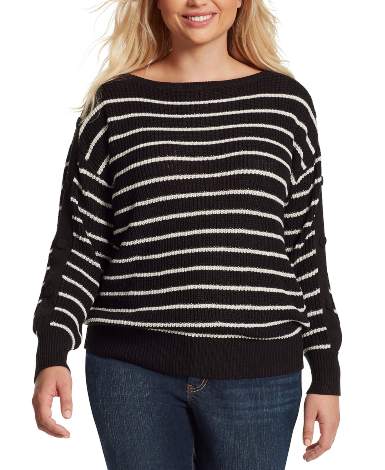 Juniors' Adley Plus-Size Button-Trimmed Sweater Jessica Simpson