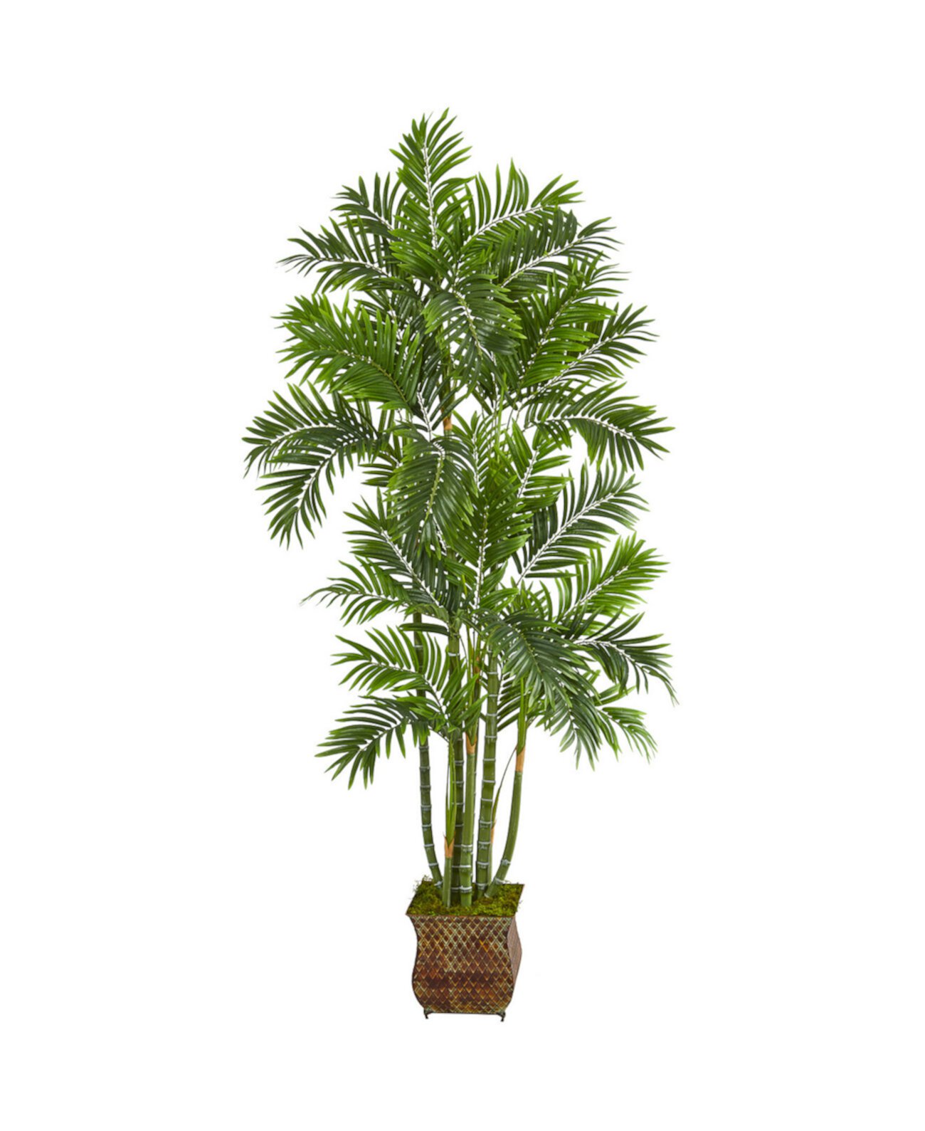 70 дюймов. Искусственное дерево Palm Areca в металлическом горшке NEARLY NATURAL