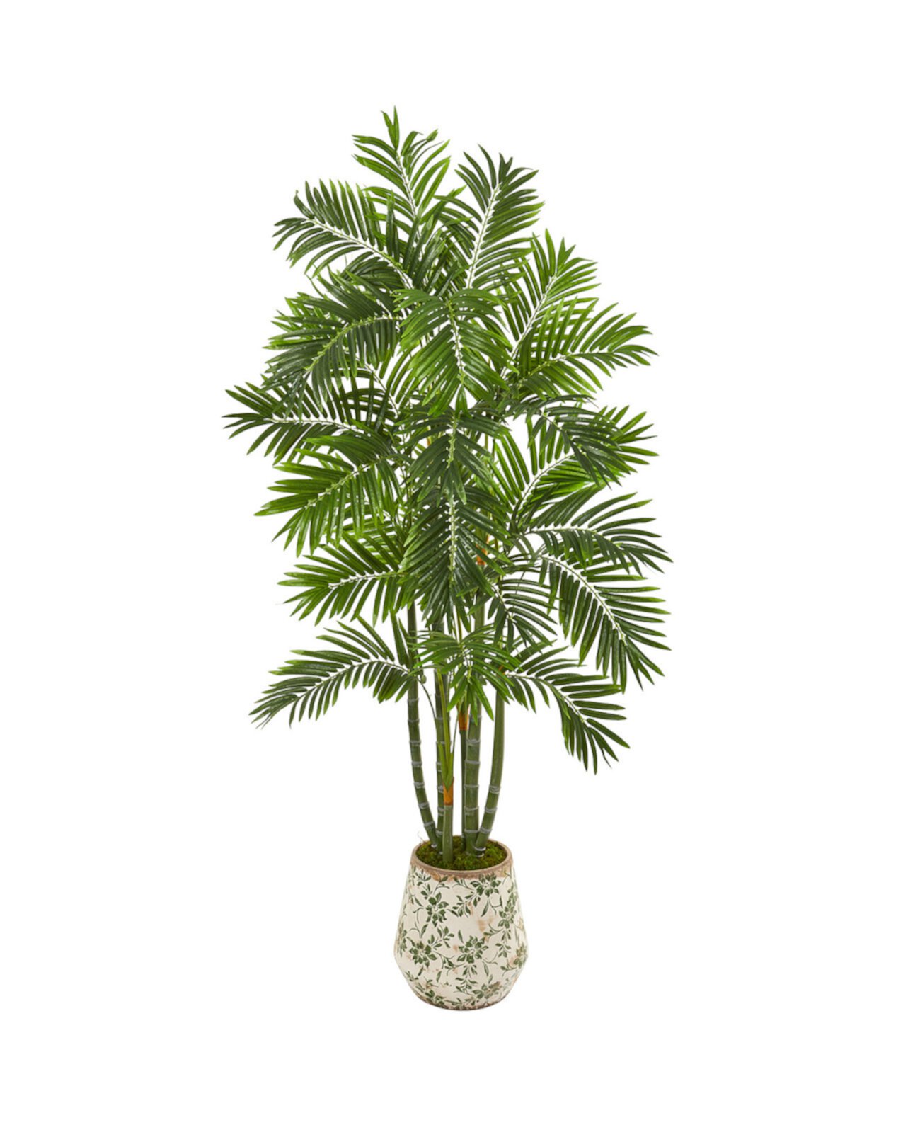 6 'Искусственное дерево пальмы арека в винтажном зеленом цветочном кашпо NEARLY NATURAL