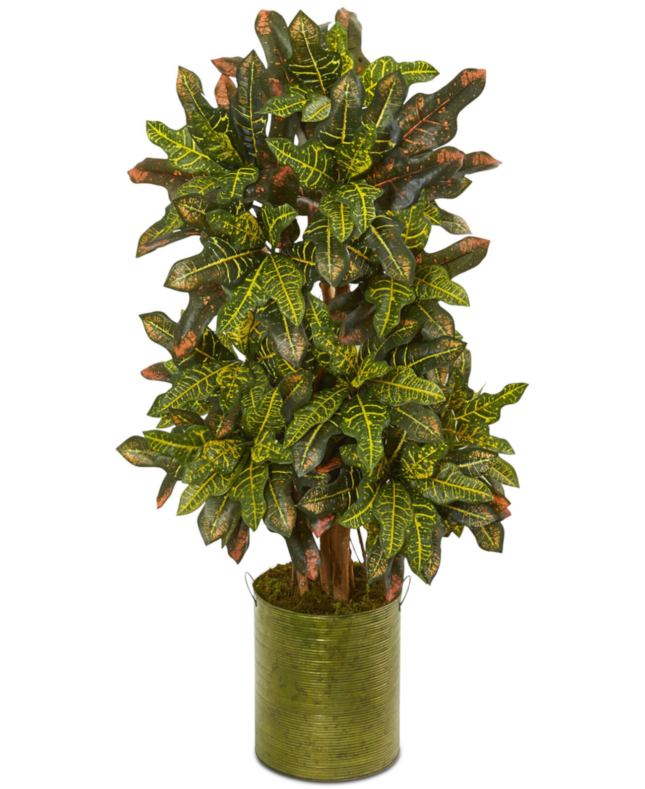 Искусственное растение кротон высотой 3,5 фута в зеленом жестяном горшке NEARLY NATURAL