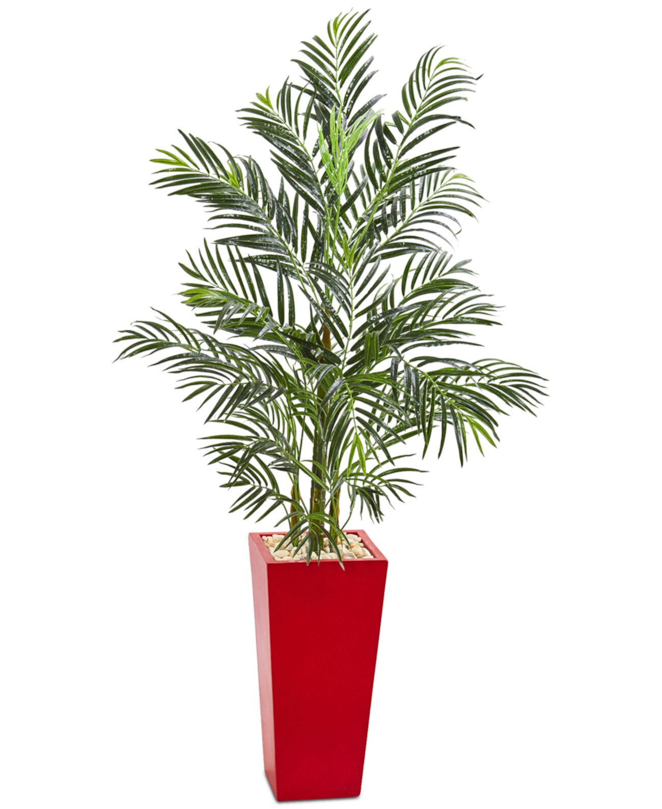 5' Areca Palm Artificial Tree in Red Planter NEARLY NATURAL