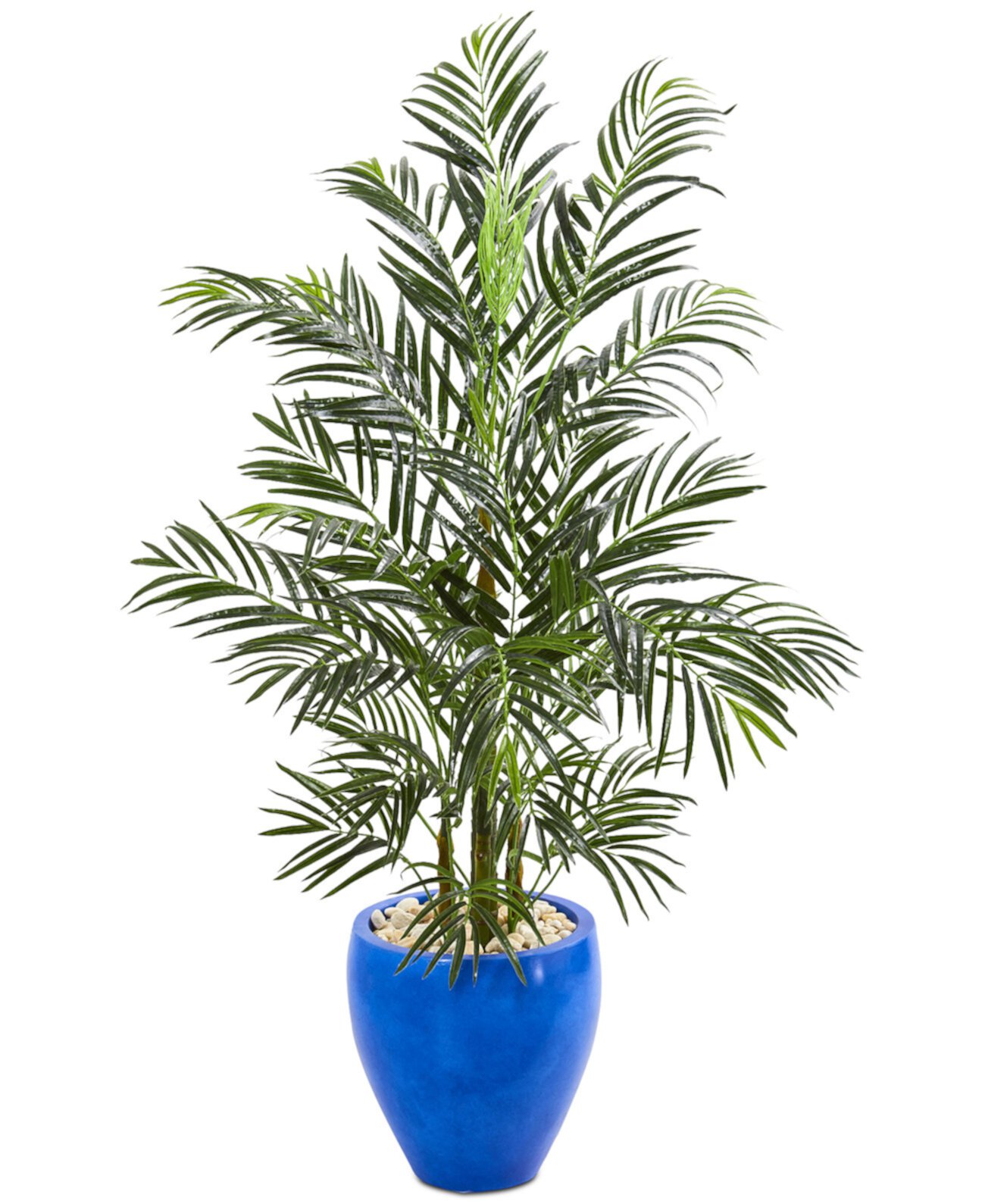 4.5 'Устойчивое к ультрафиолетовому излучению искусственное дерево пальмы арека в глазурованном голубом кашпо NEARLY NATURAL