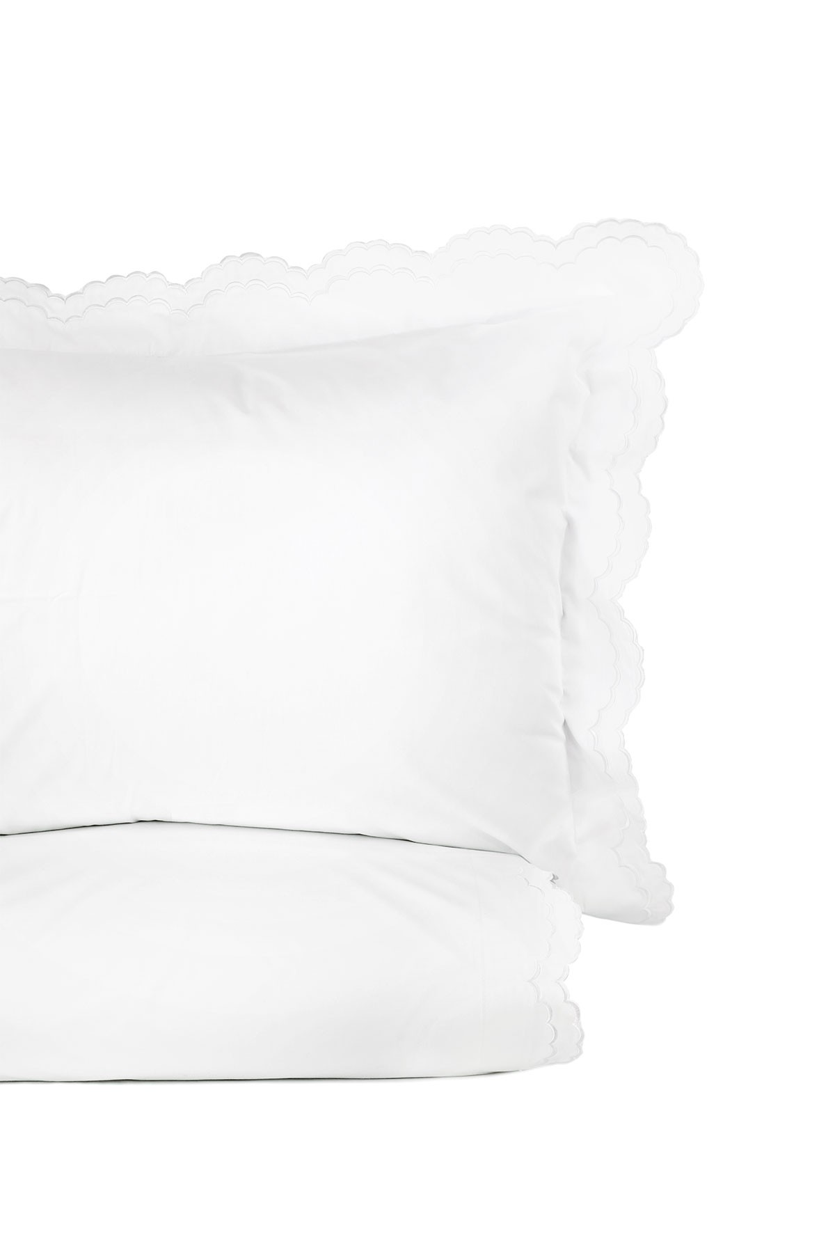 Комплект пуховых одеял King 300 с двойной зубчатой вышивкой из 3 частей - Белый Melange Home