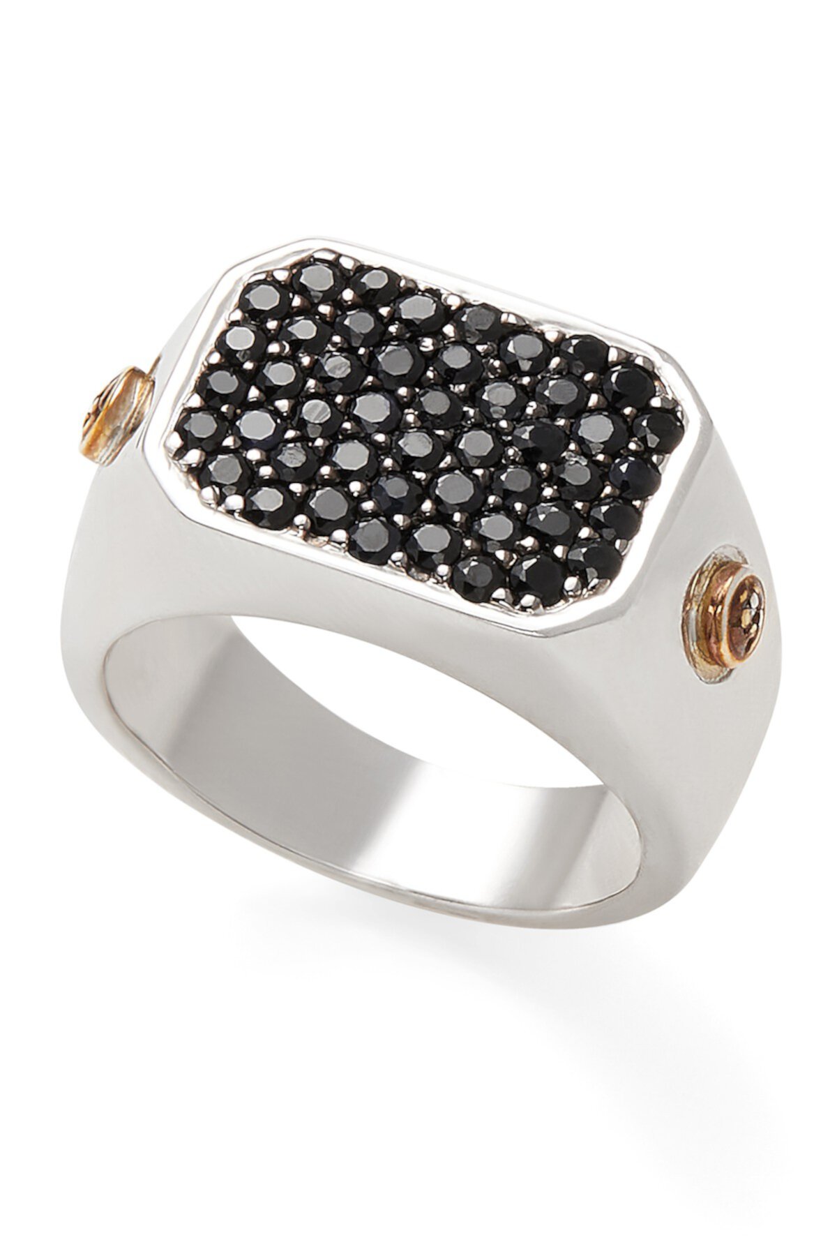 Серебряное кольцо с черным сапфиром и бриллиантом - размер 10 Effy