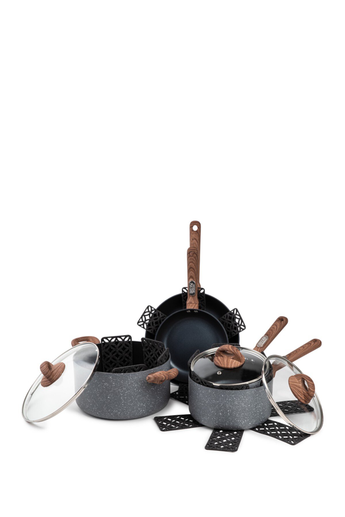 Набор посуды с антипригарным покрытием Solstice из 12 предметов - серый Core Home