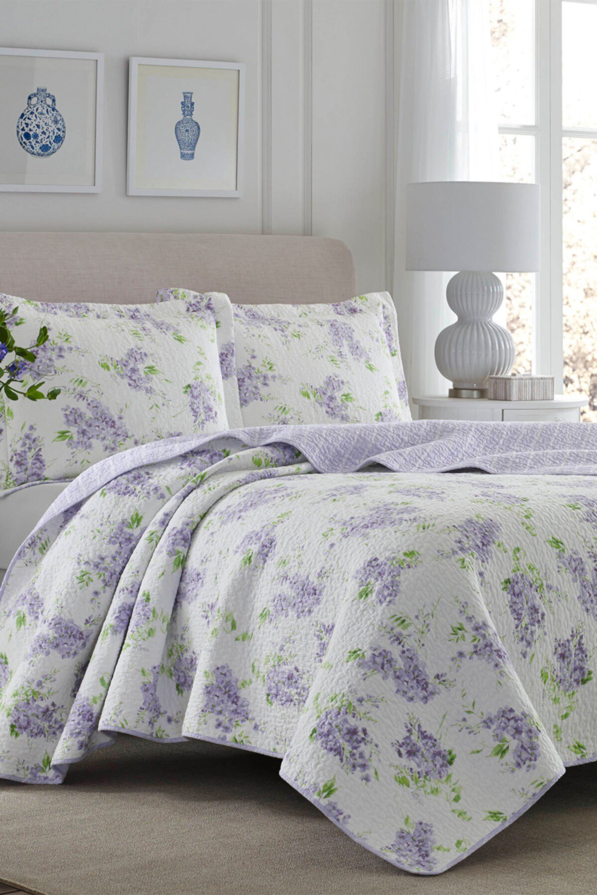 Keighley Pastel Purple Full/Queen Quilt Set Laura Ashley