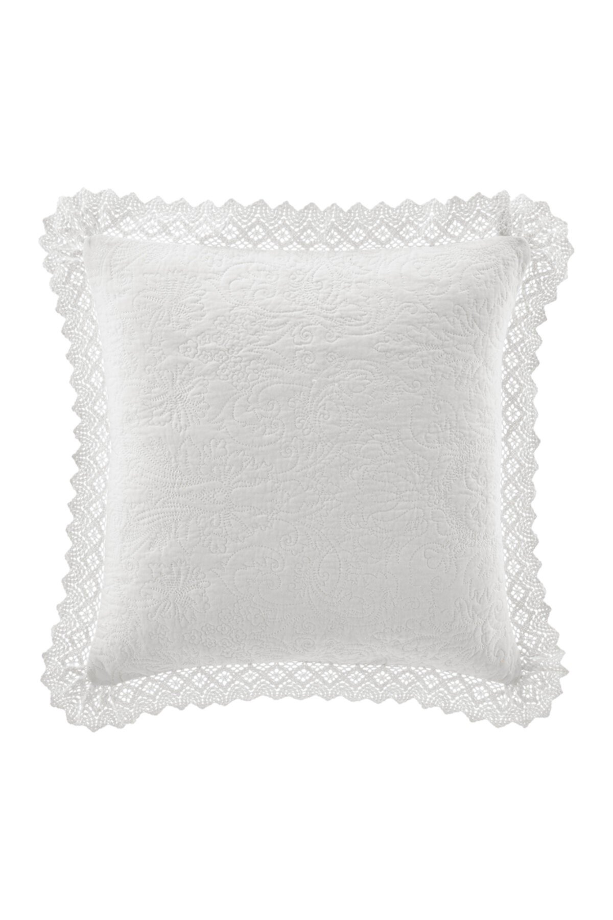 Solid White Crochet 16" X 16" Decorative Pillow Laura Ashley