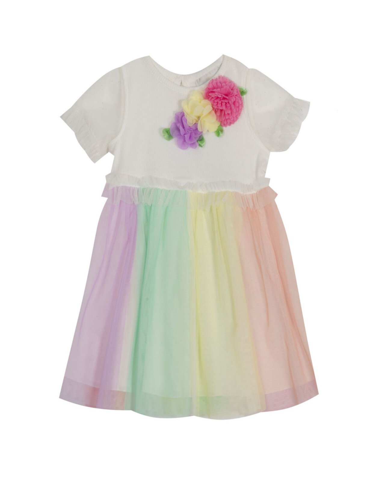 Вязаное платье в цветную сетку в рубчик для маленьких девочек Rare Editions