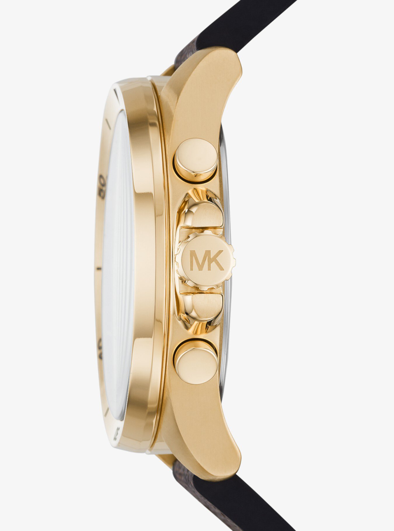 Крупный логотип Brecken и золотые часы Michael Kors